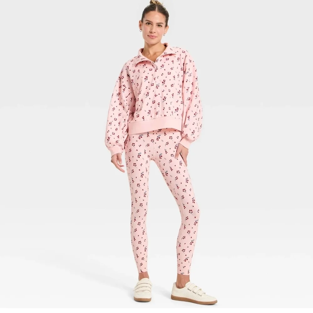 all in motion Pink Floral Pullover & Legging Work Out Or Errands Set - Picture 1 of 6